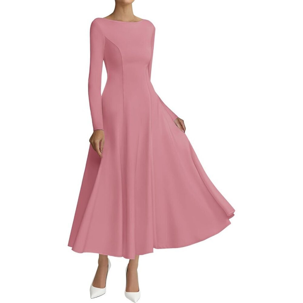Fall Maxi Dress Women Long Sleeve A-Line Flowy Knit Casual Party Wear